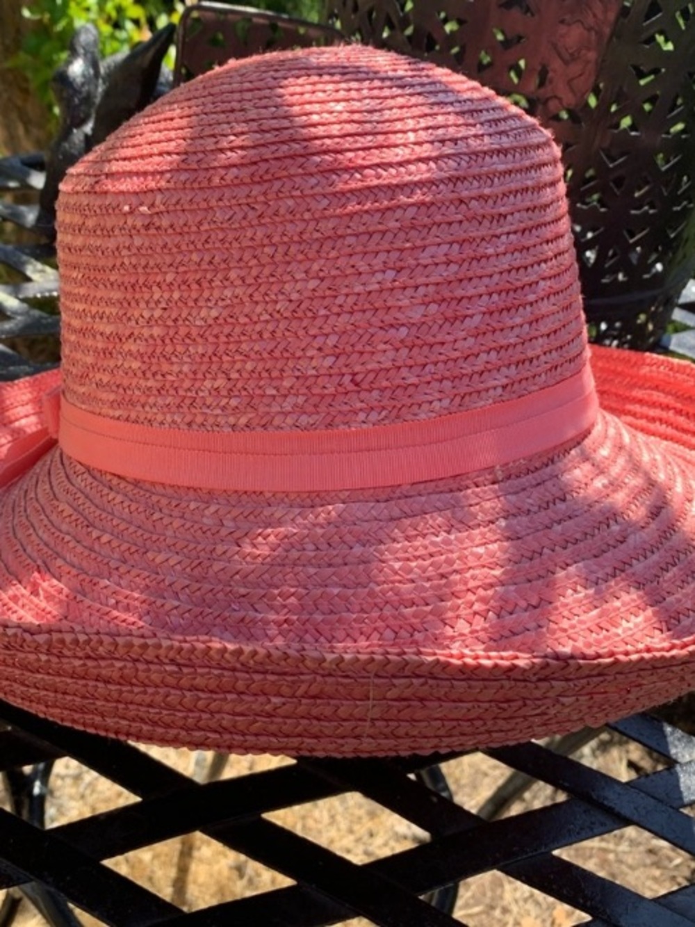 betmar Coral-Pink Wide Brim Straw Sun Hat with Ribbon Bow - Picture 6 of 11